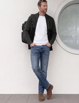 Street One Cardigan mit Moulinédetails und Zipper male Grau - Street One MEN - FashionsVida