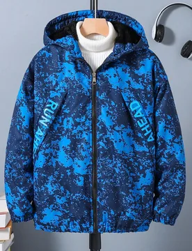 Chaqueta con capucha de forro polar con estampado de camuflaje de moda para niño preadolescente, ideal para otoño/invierno 10Y - Shein - FashionsVida