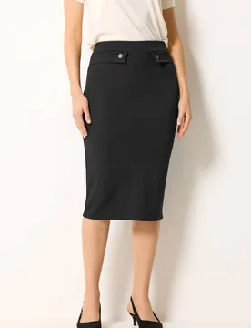 Women's Tall Button Detail Midi Skirt in Black Size: 10 - Black - Size: 10 - Long tall sally - FashionsVida