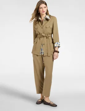 Pantalones de mujer rectos de lyocell ajuste holgado con banda elástica en la cintura - Elena Miró - FashionsVida