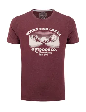 Weird Fish Lakes Front Print Graphic T-Shirt Red Grape Size M - men men all-mens men tshirts men tshirts graphic new-arrivals all new-arrivals mens of - Acer Red - FashionsVida
