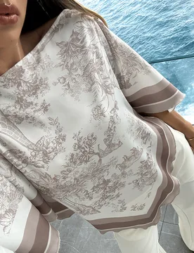 Blusa con cuello de barco y bufanda, adecuada para vacaciones, citas, playa, XL - Shein - FashionsVida