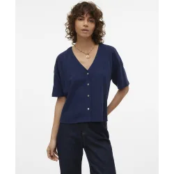 Camisa de corte holgado de mujer con cuello en pico