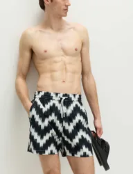 Quick Dry Textured Printed Swim Shorts Black Mix male