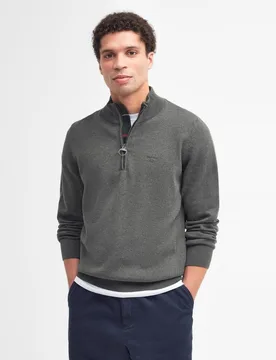 Jersey de hombre de media cremallera con detalle canalé - Barbour - FashionsVida