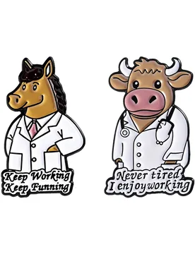 Cattle Horse Doctor Never Tired I Enjoy Working Enamel Pins Keep Working Keep Funning Brooches Lapel Badge Jewelry Friends Gifts - Aliexpress - FashionsVida
