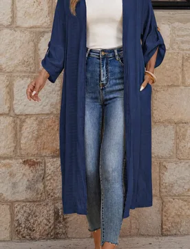 Abrigos para mujer, tops de otoño, conjuntos para mujer, conjuntos para oficina, viajes, uso diario, ropa de viaje, ropa para salir, azul marino, cas - Shein - FashionsVida