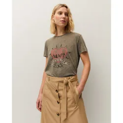 Camiseta de mujer con print delantero y tinte corrosivo