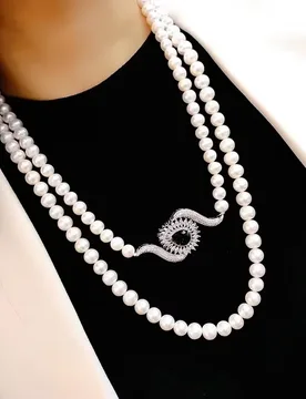 Mm Cultured Round White Pearl cz White Pearl Pendant Long Necklace - Aliexpress - FashionsVida