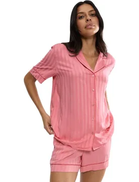 Camiseta de pijama de manga corto y cierre con botones de tejido jacquard de mujer - Triumph - FashionsVida