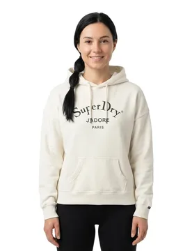 Felpa Con Cappuccio Brand Mark Relaxed Fit Chalk White XS - Superdry - FashionsVida
