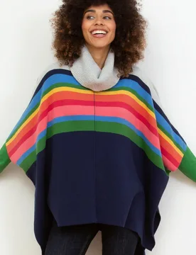 Poole Womens 100% Organic Cotton Knit Poncho - - Size: ONESIZE - Kite Clothing - FashionsVida