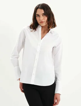 Pure Cotton Collared Shirt White female - Finery London - FashionsVida