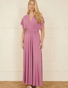 Women's Pink Jersey Stretch Multiway Midi Dress Size: 10 - Pink - Size: 10 - Yumi - FashionsVida
