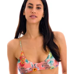 Top de bikini deportivo estampado con relleno