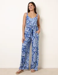 Tie Front Jumpsuit - L / NAVY - female