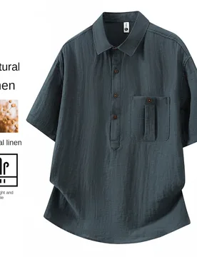 Breathable Linen Men Polo Shirts Solid Color Relaxed Fit Short Sleeve Pocket Top Tee Summer Style - Aliexpress - FashionsVida