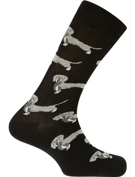 Calcetines de hombre de algodón con perros Teckel en color - Punto Blanco - FashionsVida