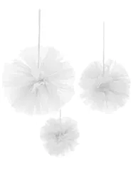 Tüll Pompons Weiß Hängedeko 15, 20 und 30 cm