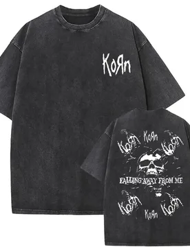 Washed Vintage Rock Band Korn Falling Away From Me Tshirt Skeleton Print T-shirts Men Fashion Gothic T Shirt Male Oversized Tees - Aliexpress - FashionsVida