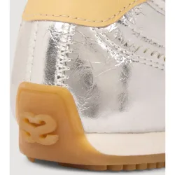 Zapatillas de mujer de cuero metalizado arrugado