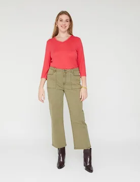 Pantalones rectos de mujer bolsillos plastron y tachas - October - FashionsVida