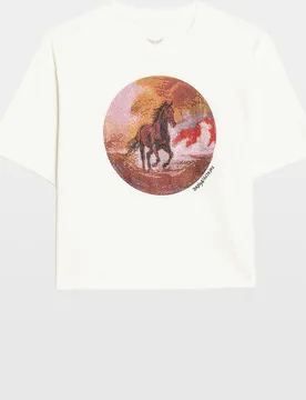Zadig & Voltaire - Camiseta de mujer de manga corta de algodón con strass - Zadig & Voltaire - FashionsVida
