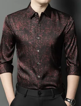 High Quality Men Clothes Spring Autumn Men Long Sleeve Shirt Silk Flower Shirt Business Casual - Aliexpress - FashionsVida