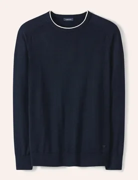 Premium Pullover, normale Größen, Farbe Blau, 56, edle Seide kostbares Cashmere Herren - Walbusch - FashionsVida