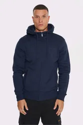 Mens Navy 'Braxton' Funnel Neck Zip Hoody - Size Large