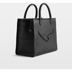 Zadig & Voltaire - Bolso de mano tote angel de piel granulada con bandolera y alas en relieve
