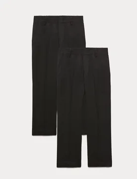 Pack Boys' Easy Dressing School Trousers (3-18 Yrs) Black male - M&S - FashionsVida