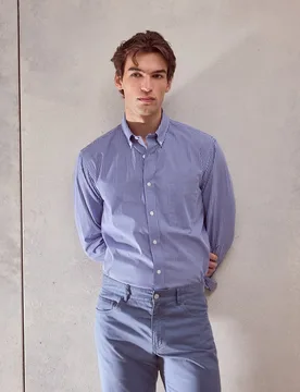 Camisa de algodón stretch de popelín de cuadros - Dustin - FashionsVida