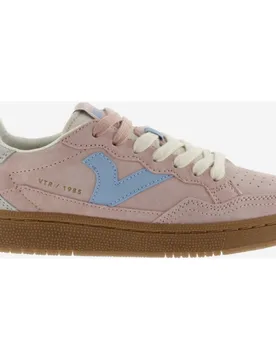 Zapatillas de serraje unisex con piezas de color y logotipo retro en contraste - Victoria - FashionsVida