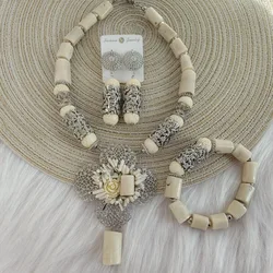 White Natural Coral Beads, Nigerian Wedding Coral Jewelry Set