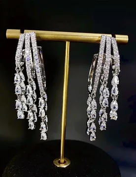 Luxury earrings large C shape water drop tassel pink purple white crystal shiny jewelry wedding dinner party women earrings - Aliexpress - FashionsVida