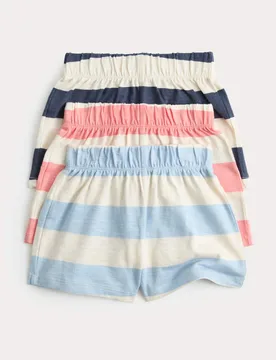 Pack Pure Cotton Striped Shorts (0-5 Yrs) Blue Mix male - M&S - FashionsVida