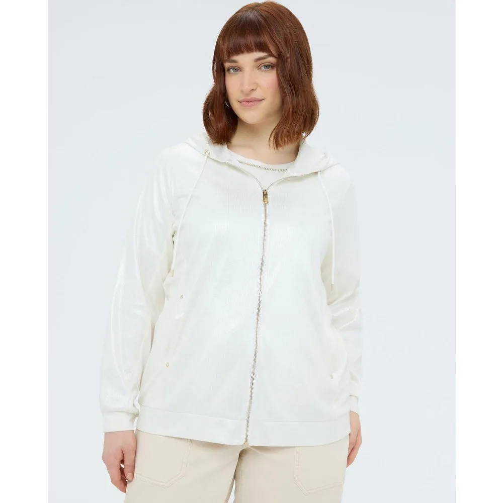 Sudadera de mujer de canalé con capucha mangas largas con puños - Fiorella Rubino - FashionsVida