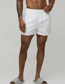 Herren Kurze BM Autograph Badeshorts White Größe Small - boohooMAN - FashionsVida