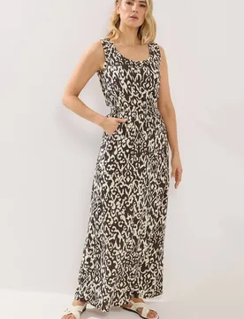 Women's Tall Aztec Tie Waist Maxi Dress in Chocolate Size: 22-24 - Chocolate - Size: 22-24 - Long tall sally - FashionsVida