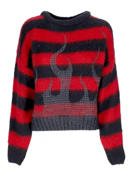 Maglione Donna Black Flames Jumper Red - VISION OF SUPER - FashionsVida