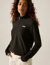 Sweethart Funnel Neck Half Zip Fleece Black female
