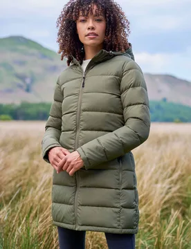 Stratus Extreme Womens Long Packable Down Jacket - Green - Green - Size: 16 - Mountain Warehouse - FashionsVida