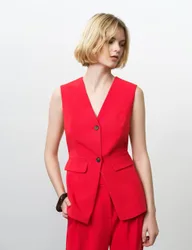 V-Neck Waistcoat Red female