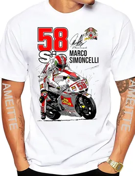 Legend Motorcyclist Marco Simoncelli 58 GP Race T-Shirt New Men Short Sleeve Sport Hip Hop Boy Casual Tees Mans White Print Tops - Aliexpress - FashionsVida