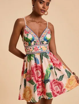 Pieza Vestido corto con tirantes de espagueti, estampado, para mujer, para primavera/verano y vacaciones L - Shein - FashionsVida