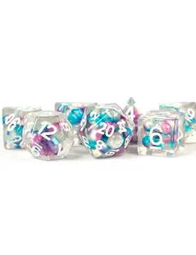 Fanroll - Resin Polyhedral Dice Set: Pearl Gradient Purple/Teal/White (16mm) - FanRoll Dice - FashionsVida