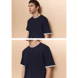Camiseta manga corta cuello caja de hombre