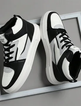 Zapatos casuales planos rojos para hombres, zapatos de skate con cordones, suela blanda y cómoda, zapatillas altas ligeras para uso diario EUR39 - Shein - FashionsVida