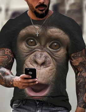 Men's T-Shirts Fashion Monkey 3D Print Tops Short Sleeve Casual Summer T Shirt Male Funny Clothes O-Neck Loose Oversized Shirt - Aliexpress - FashionsVida